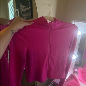 Women's Pink Zip-Up Top